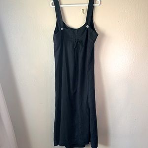 J.Jill Black Linen Maxi Sheath Button Back Apron Dish Size 18